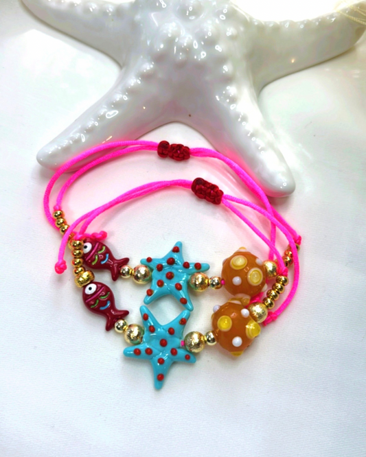 Red Polkadot Starfish Bracelet