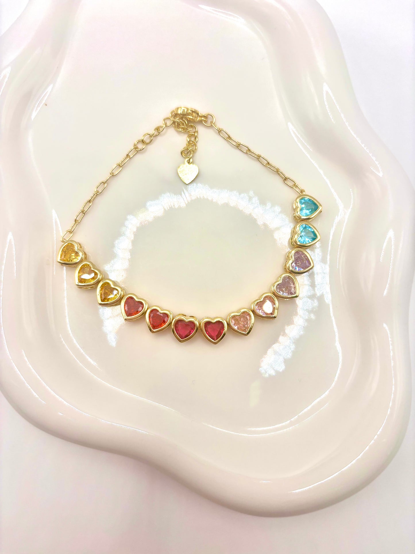 Pretty Rainbow Heart Bracelet