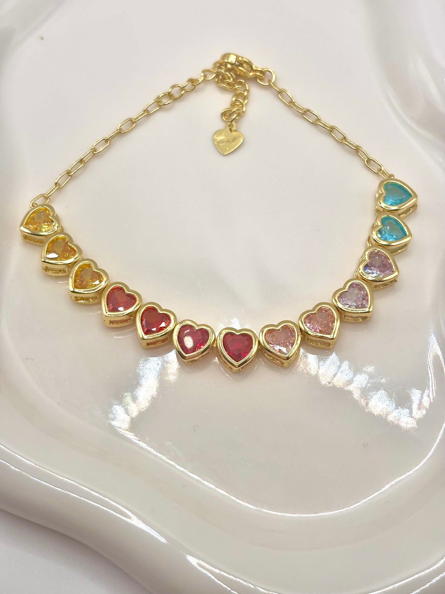 Pretty Rainbow Heart Bracelet