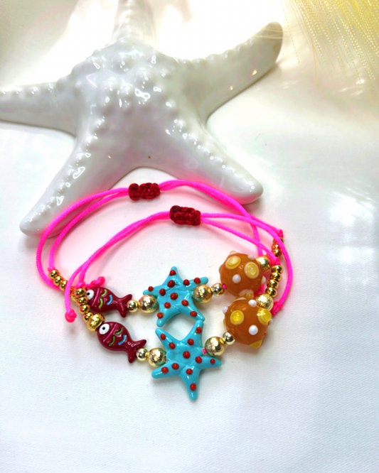 Red Polkadot Starfish Bracelet