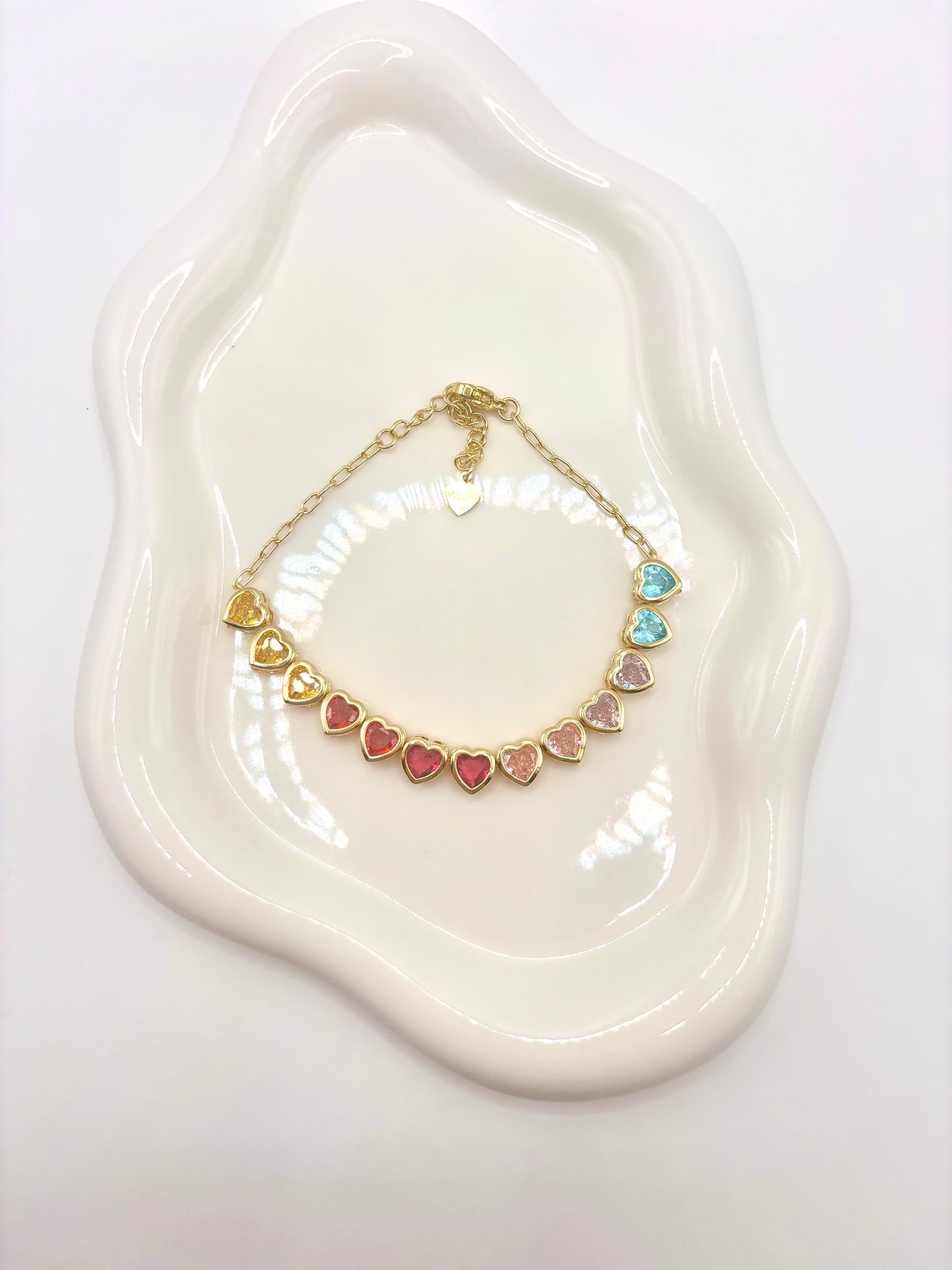 Pretty Rainbow Heart Bracelet