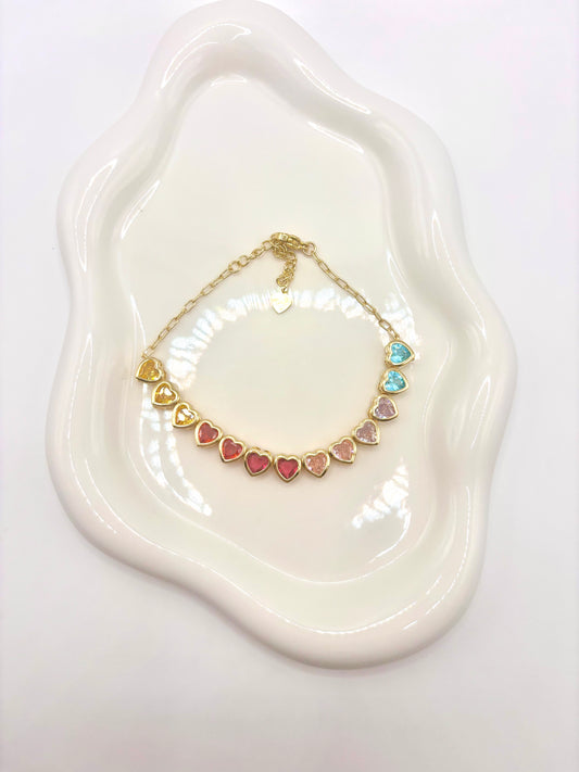 Pretty Rainbow Heart Bracelet
