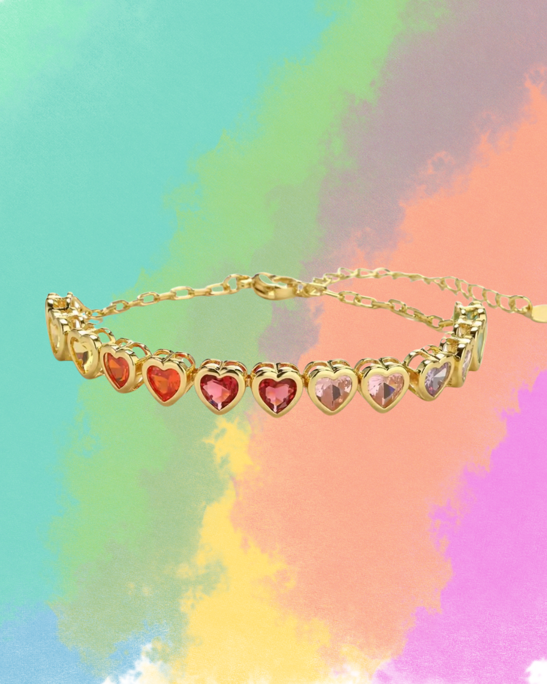 Pretty Rainbow Heart Bracelet