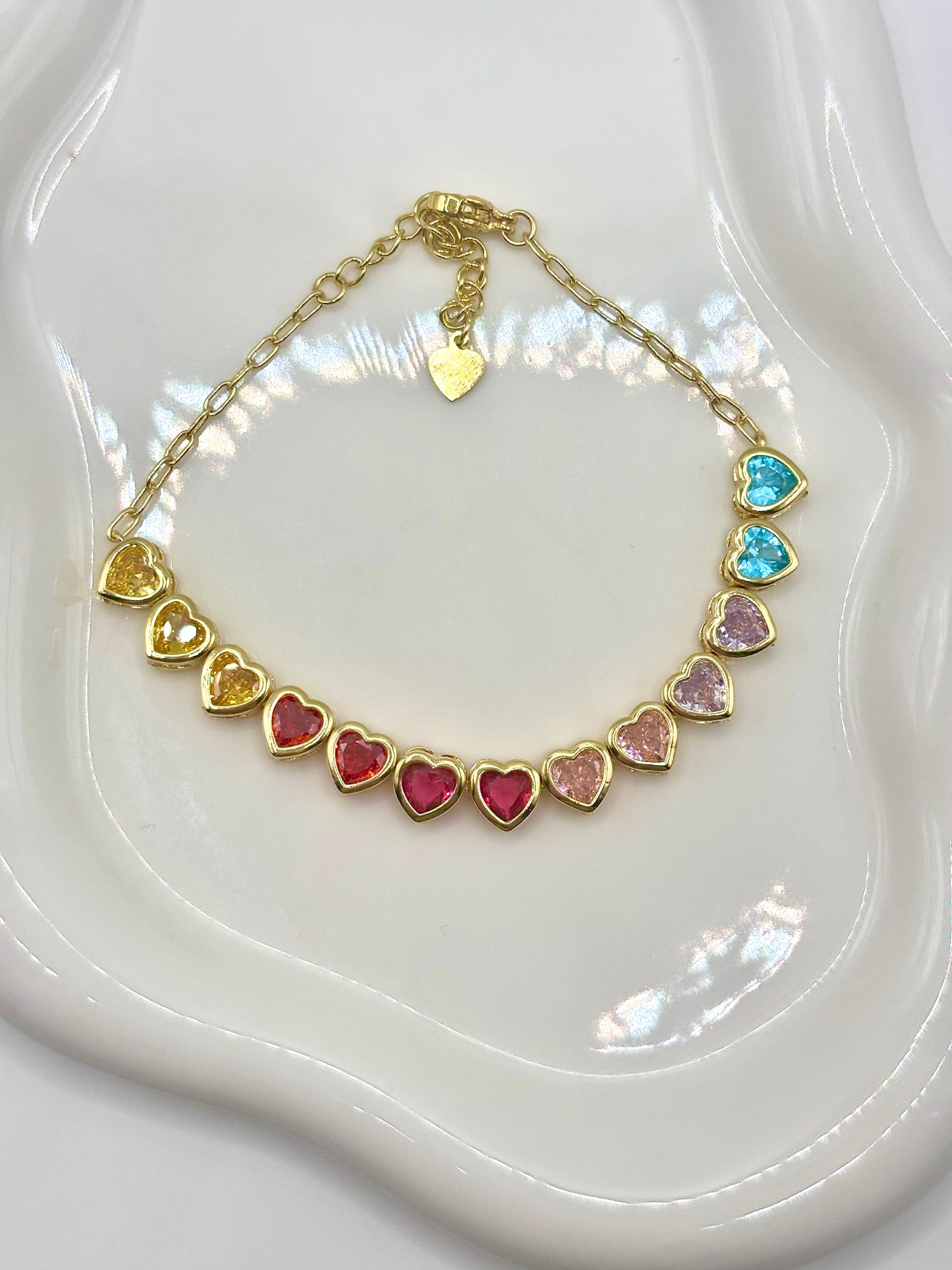 Pretty Rainbow Heart Bracelet